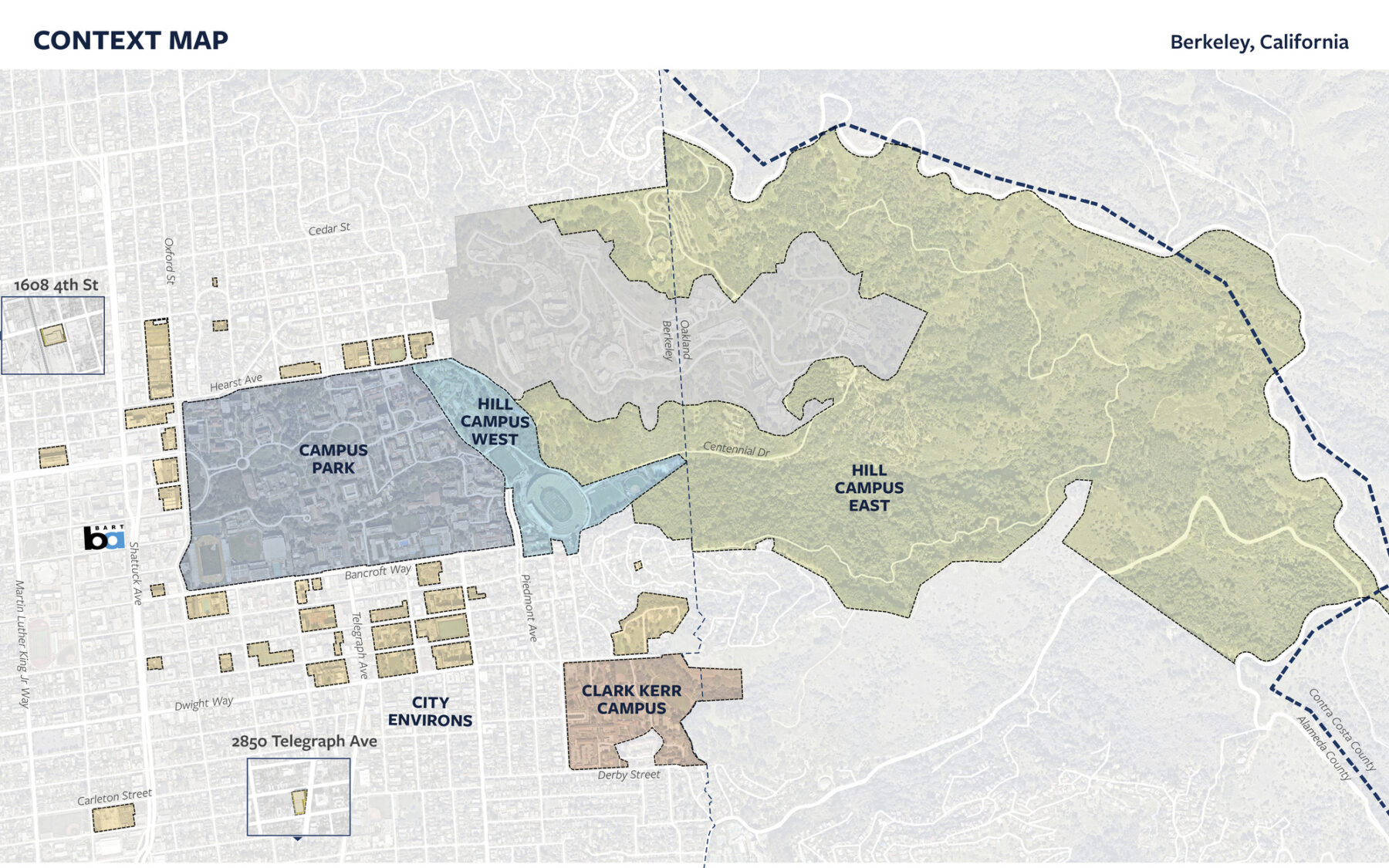 color coded context map of the campus