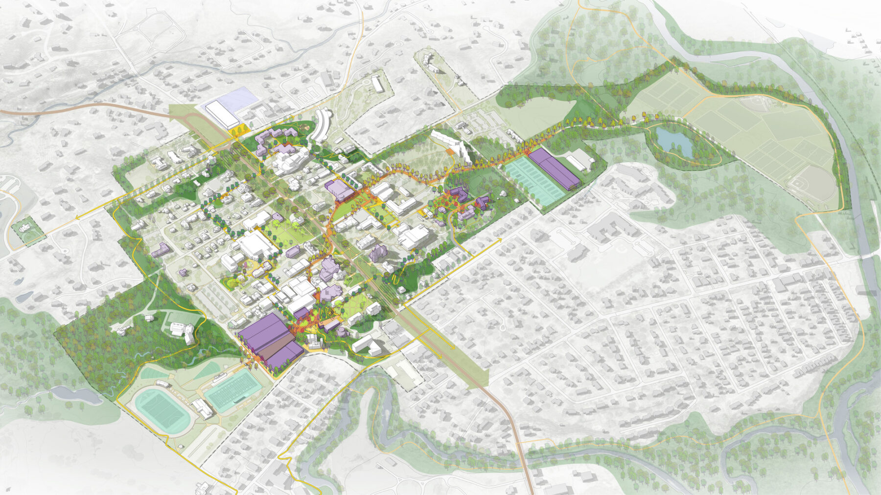 illustrative site plan of williams college master plan