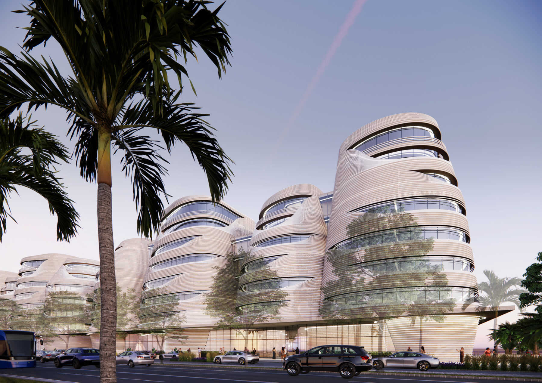 Rendering of competition entry for new housing development in Dubai
