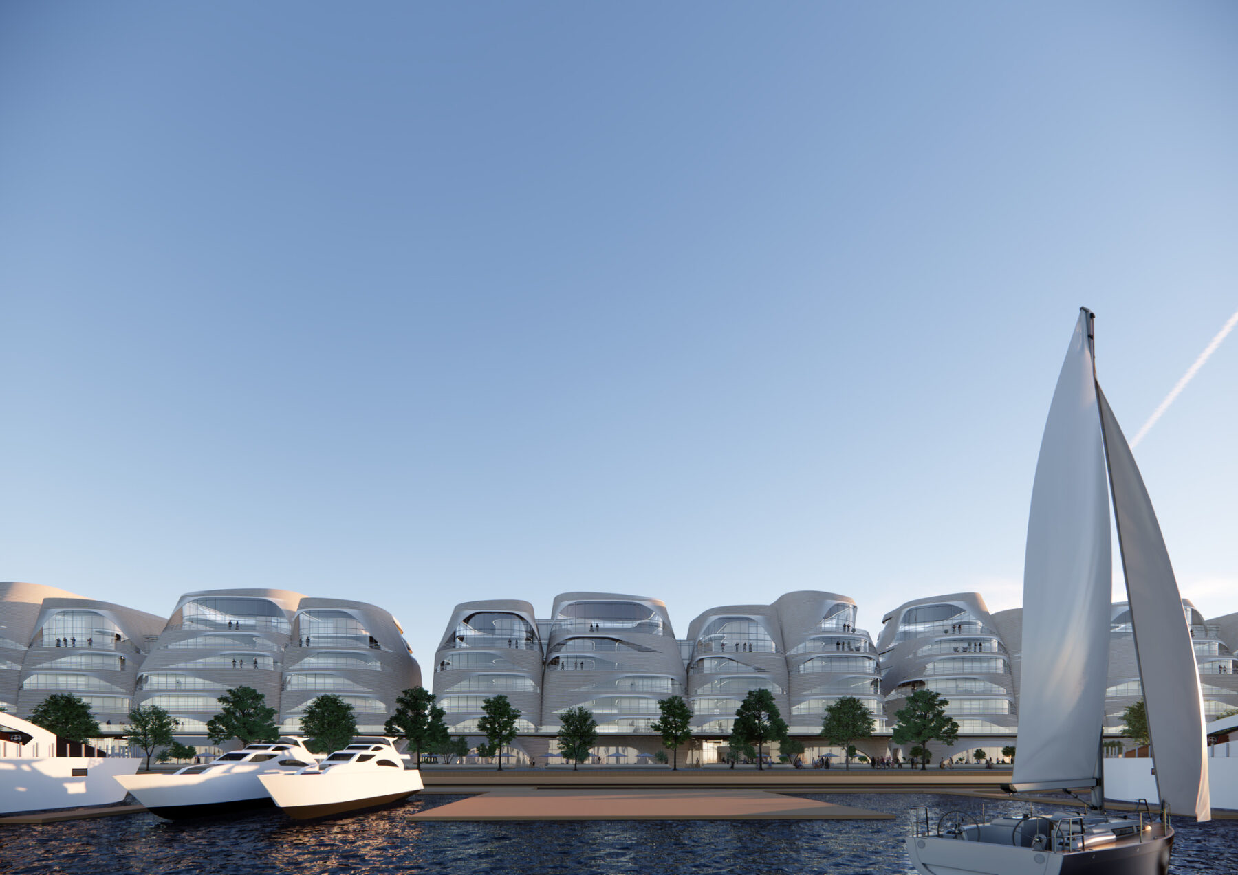 Rendering of competition entry for new housing development in Dubai