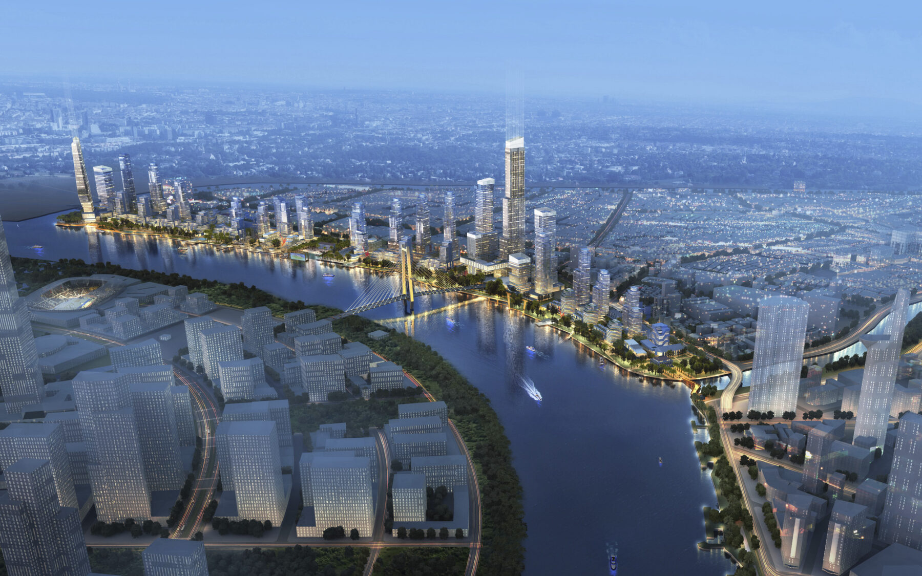 aerial rendering of Saigon Riverfront