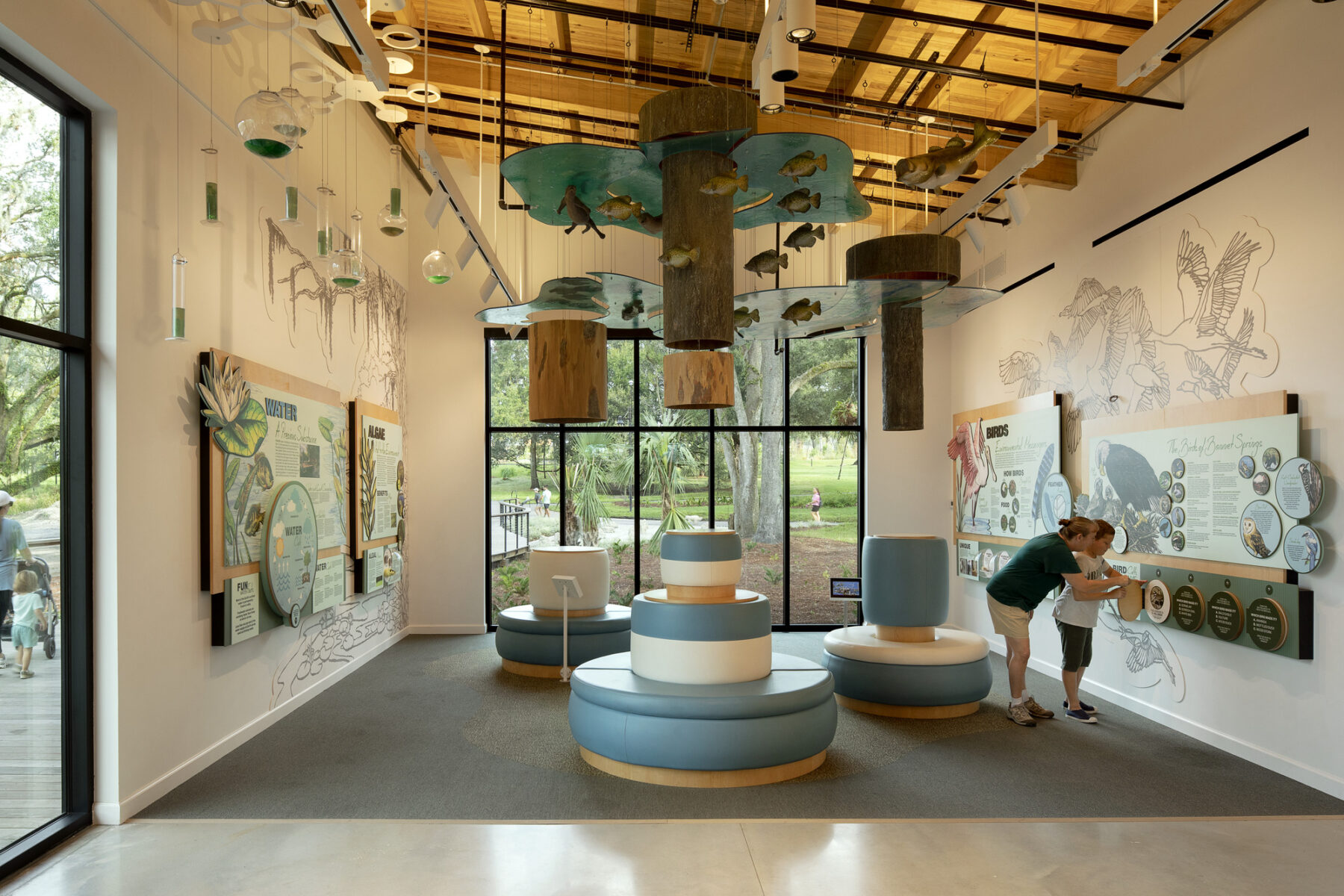 photograph of interior of gallery and exhibition space at nature center