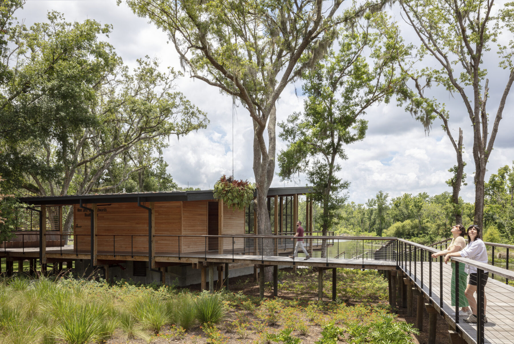 photograph of boathouse and pergola