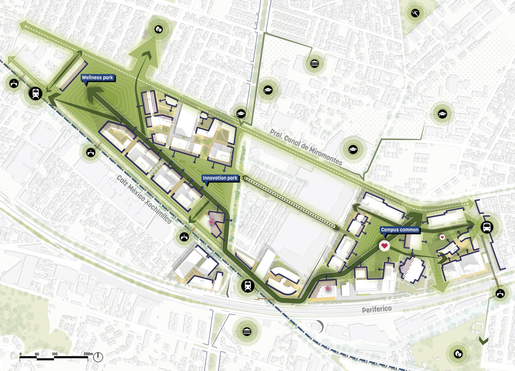 illustrative site plan showing proposed connections