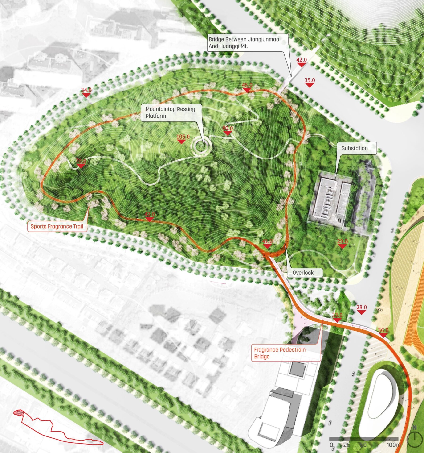 map of new trails being introduced to existing woodlands