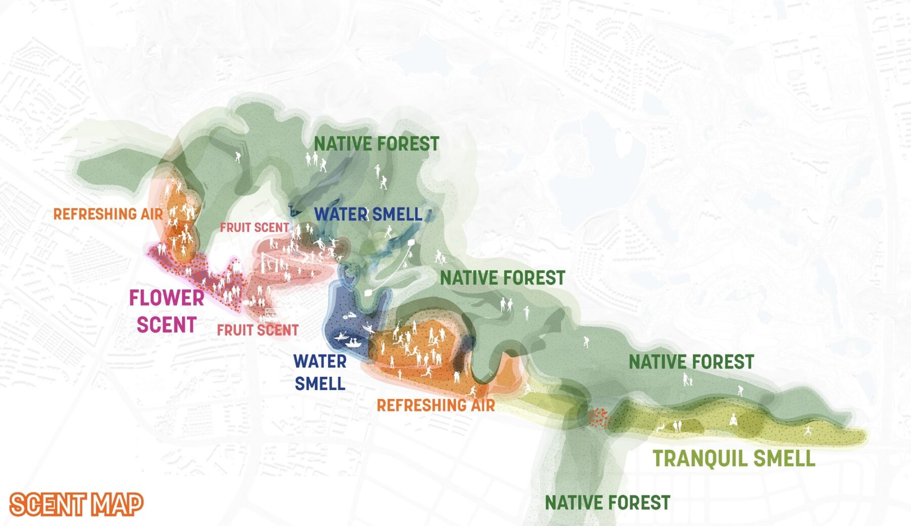 conceptual map of sections of master plan