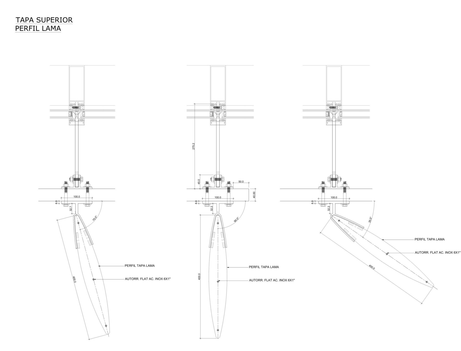 technical drawing showing the range of motion of the shading fins that make up the brise soleil on the rec center facade. drawing is three details in plan.