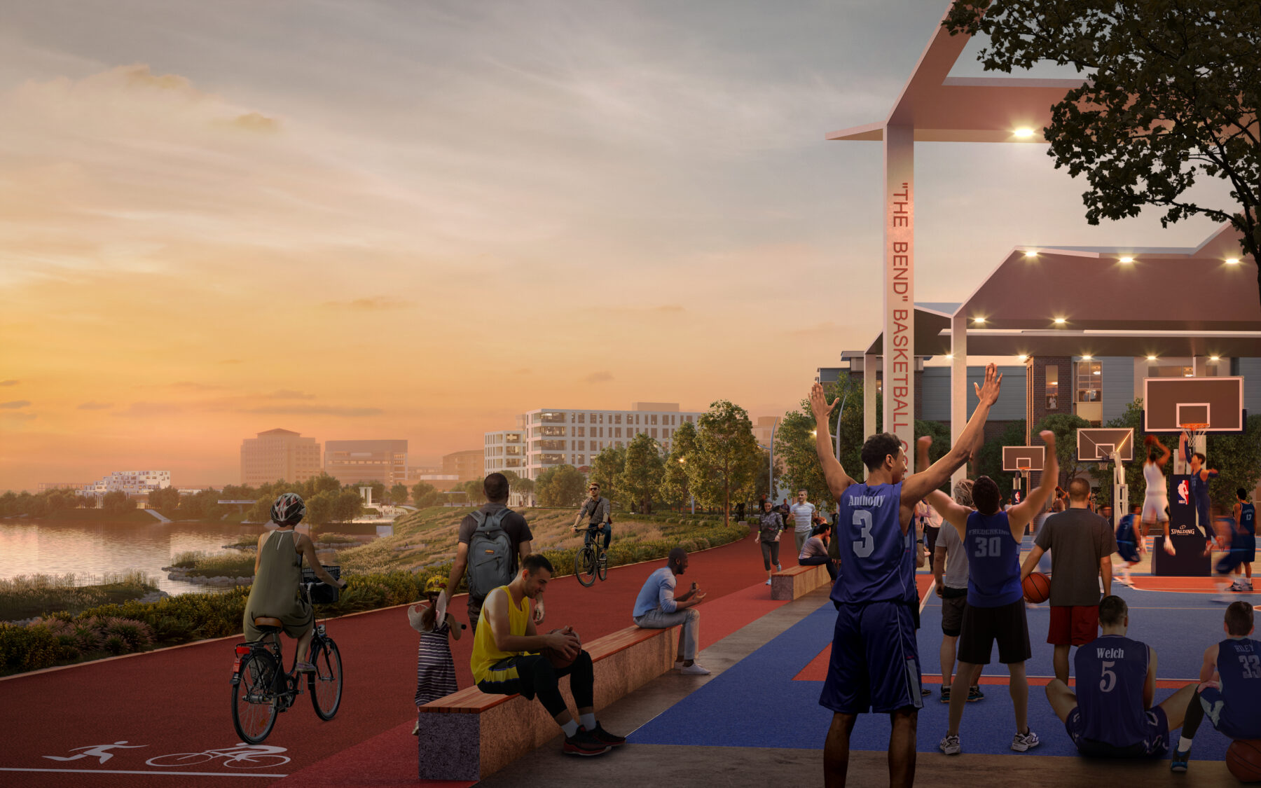 A rendering of basketball courts at Great Bend Park's newly renovated sports facilities in Evansville