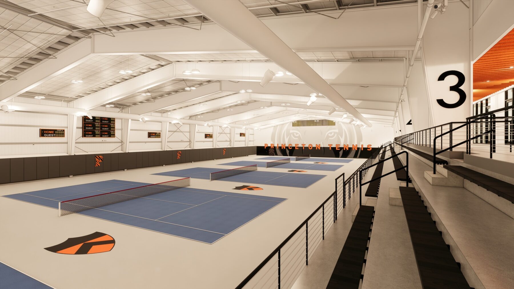 rendering of interior tennis courts