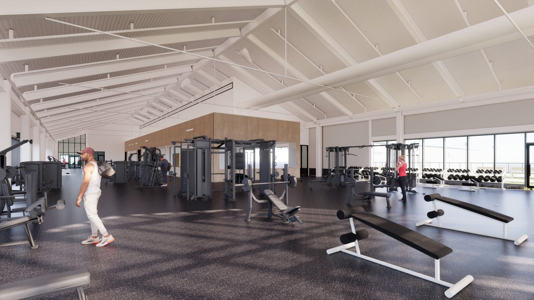 rendering of interior fitness space at Princeton Racquet and Recreation Center