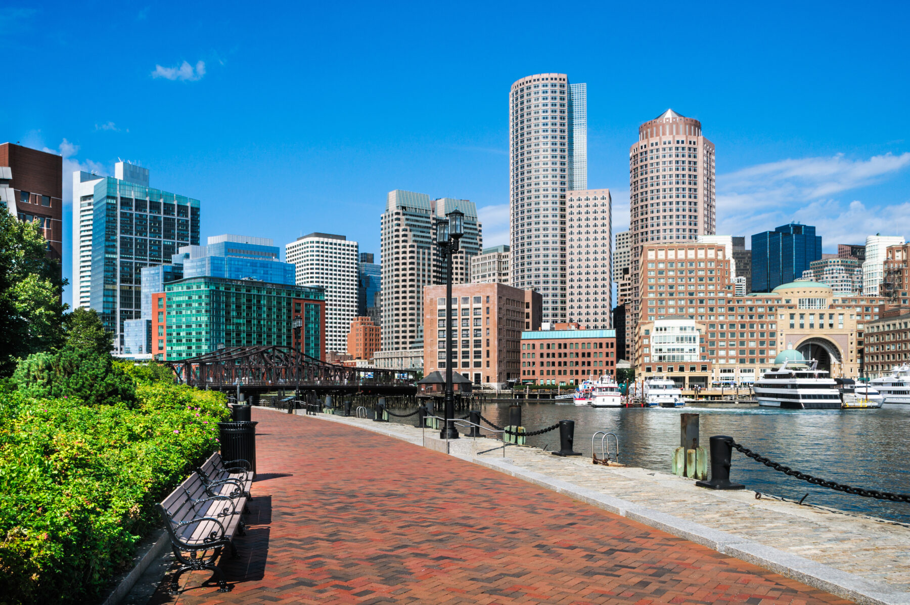 Photo of present day Boston waterfront, view from Fan Pier