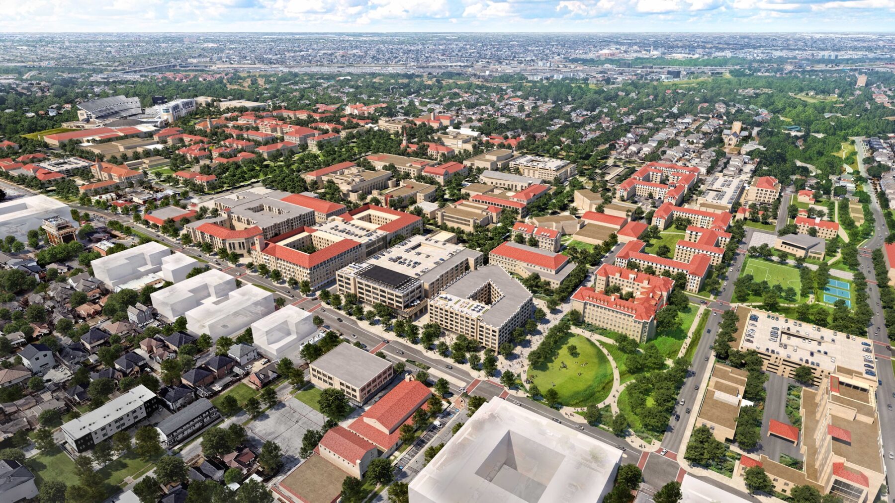 aerial rendering of campus