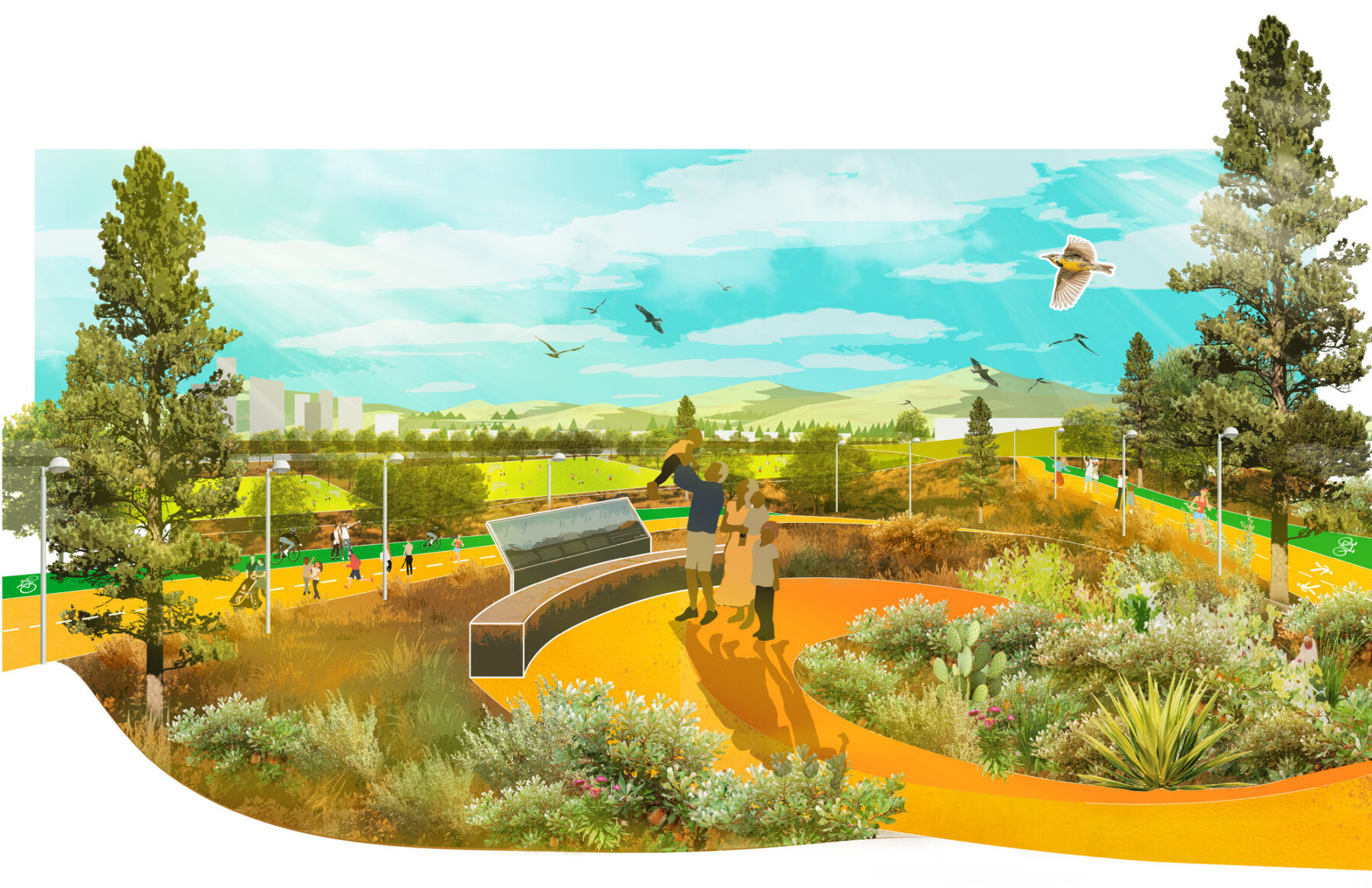 Collaged rendering of Mesa Hill