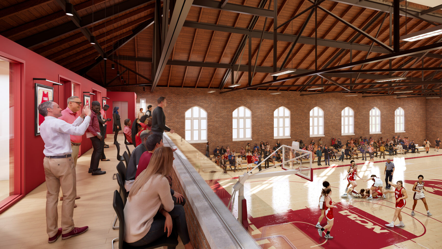 Rendering of new balcony overlooking competition gym