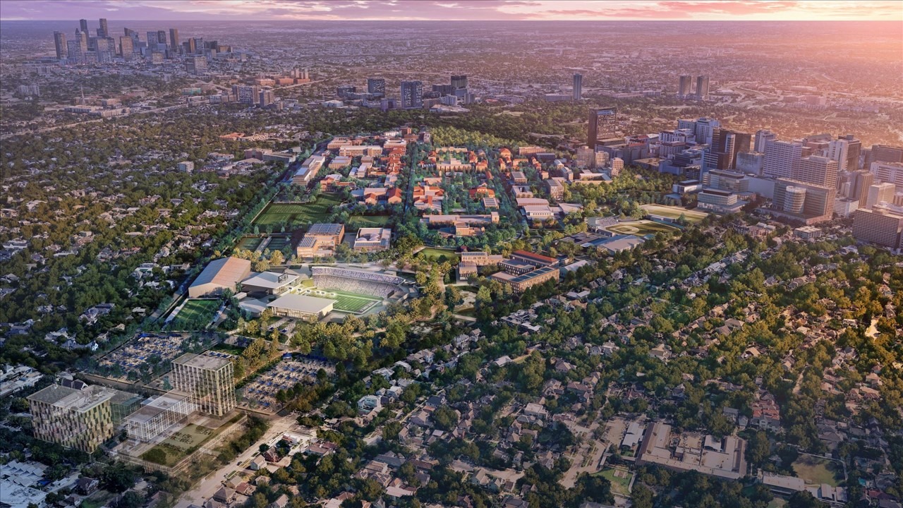 Aerial rendering of campus master plan
