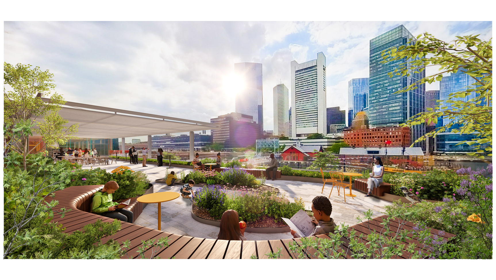 Rendered view of terraced garden